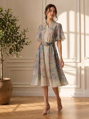 Blue Floral Midi Dress
